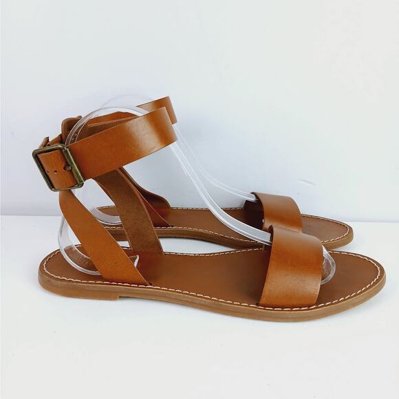 Madewell SZ 9.5 The Boardwalk Ankle-Strap Sandal in English Saddle Runs Small - Picture 5 of 7